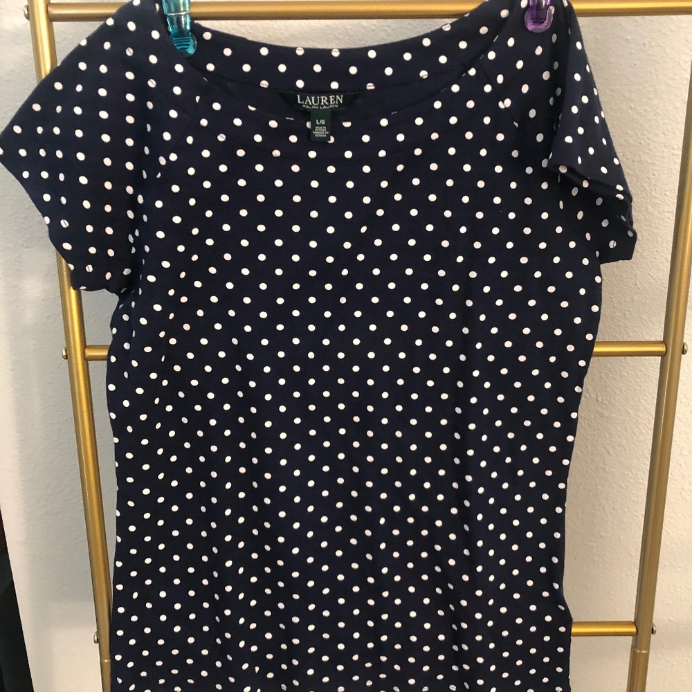 Calvin Klein Polka Dots Size Large Blouse Top